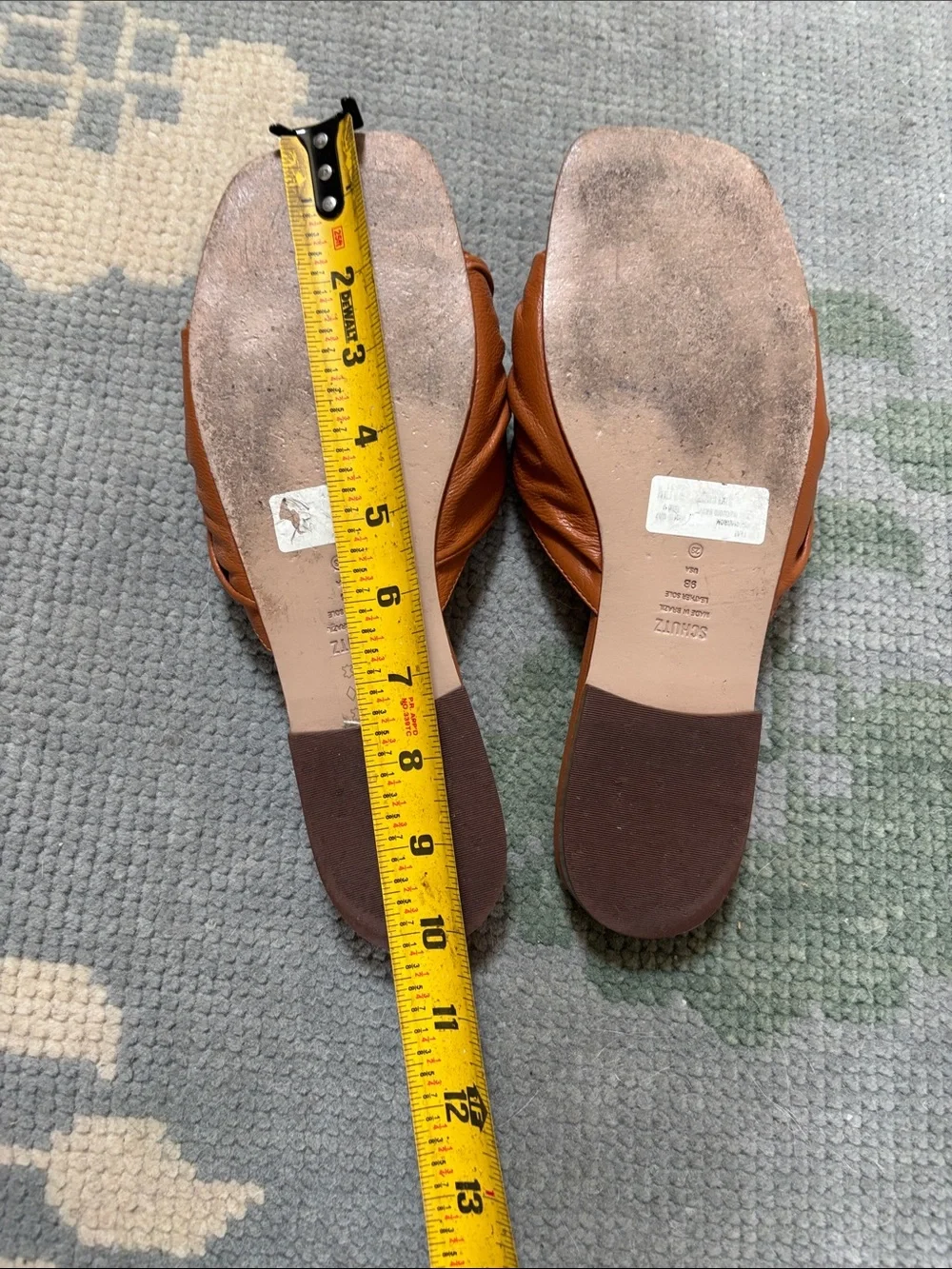 Schutz Lori Leather Twist Front Slide Sandals 9